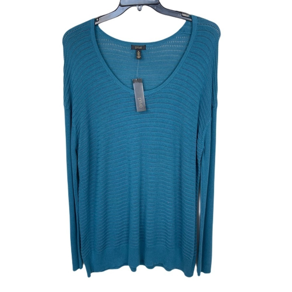 ✅ NWT Prive Teal cotton blend oversized sweater size XL